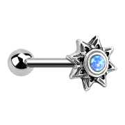 Micro Barbell argent soleil avec opale bleue