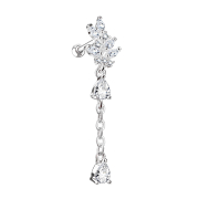 Micro Barbell silber mit Anhänger Kristall