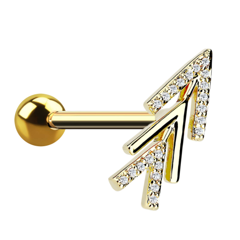 Micro bilanciere tripla freccia placcato oro 14 carati con cristalli