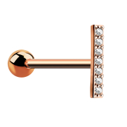 Micro barbell rose gold bar short with crystal