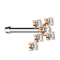 Nose stud straight rose gold cross with silver crystal
