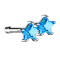 Nose stud straight silver double star aqua