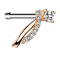 Nose stud straight rose gold double curved with crystal