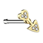 Nasenstecker gerade vergoldet Pfeil mit Herz