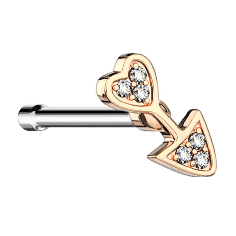 Nasenstecker gerade rosegold Pfeil mit Herz