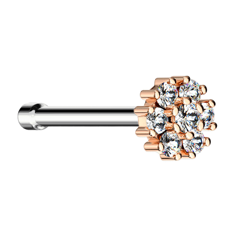 Nasenstecker gerade rosegold Blume mit Kristall