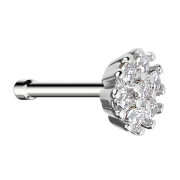 Nasenstecker gerade silber Blume mit Kristallen