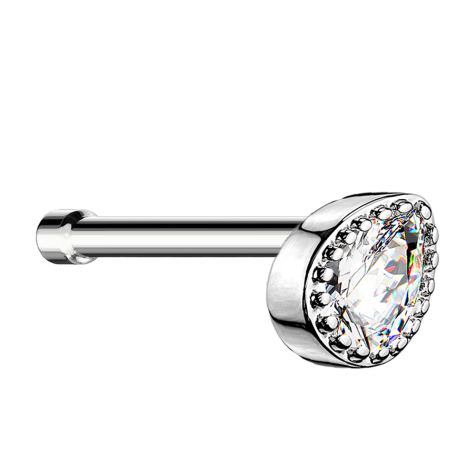 Clou de nez droit argenté Goutte de cristal argenté