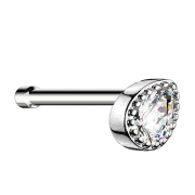 Clou de nez droit argenté Goutte de cristal...