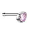 Clous de nez droit argent goutte de cristal rose
