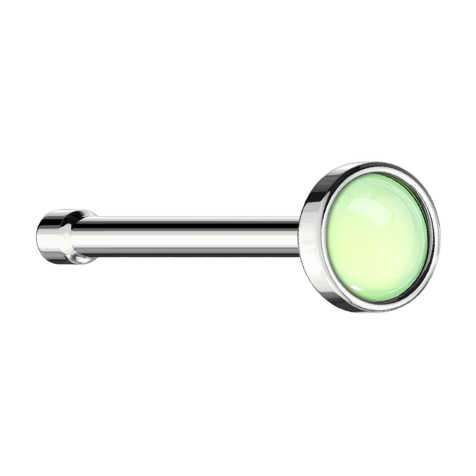 Perno nasale dritto in argento con pietra epossidica verde