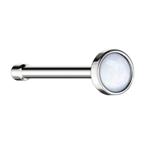 Perno nasale dritto in argento con pietra epossidica bianca