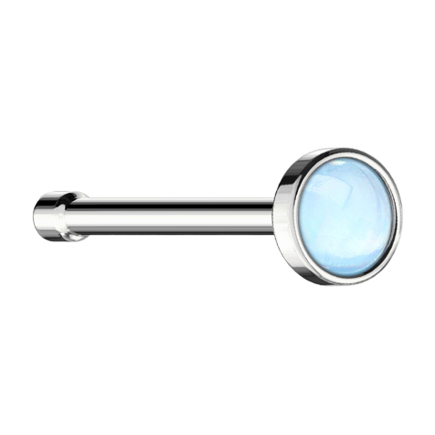 Perno nasale dritto in argento con pietra epossidica blu