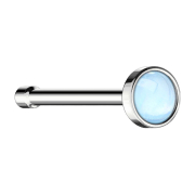 Perno nasale dritto in argento con pietra epossidica blu
