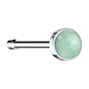 Clou de nez droit argenté avec pierre de jade