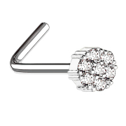 Perno nasale angolato con fiore dargento e cristallo