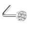 Perno nasale angolato con fiore dargento e cristallo