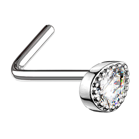 Clous de nez coudés argent Gouttes de cristal argent