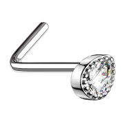 Clous de nez coudés argent Gouttes de cristal argent