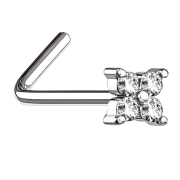 Clous de nez coudés argentés avec quatre...