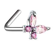 Clou de nez angulaire argenté papillon avec...