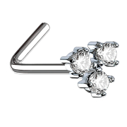 Clous de nez coudés argentés avec trois...