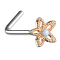 Nasenstecker gewinkelt rosegold filigrane Opal Blume weiss