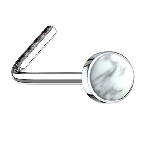 Punte da naso angolate in argento con pietra howlite