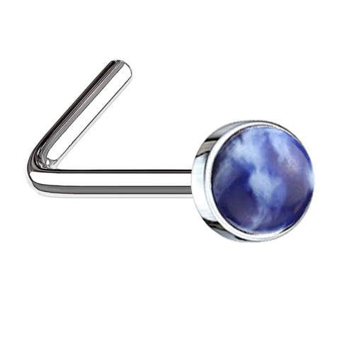 Penna da naso angolata in argento con pietra di sodalite