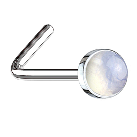 Penna da naso angolata in argento con pietra di opalite