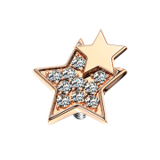 Dermal Anchor rosegold doppelstern mit Kristallen