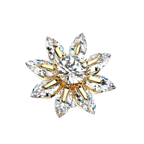 Dermal Anchor 14k vergoldet grosse Kristallblume