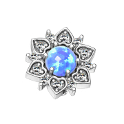 Dermal Anchor silber Herzblume mit Opal blau