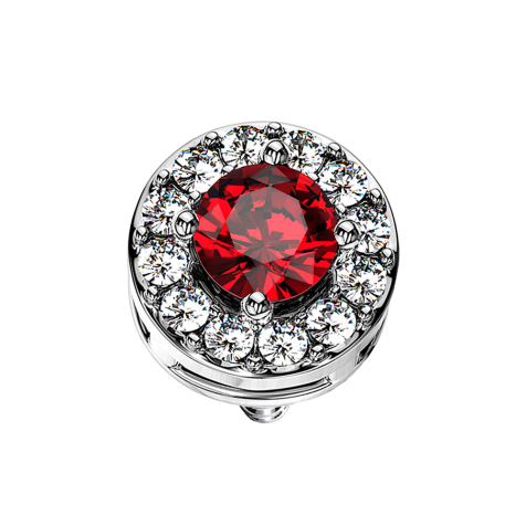 Ancora dermica cerchio in cristallo dargento con grande cristallo rosso