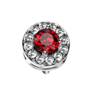 Dermal Anchor silber Kristallkreis mit grossem Kristall rot