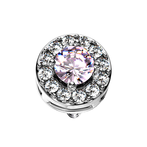 Dermal Anchor argent cercle de cristal avec grand cristal rose