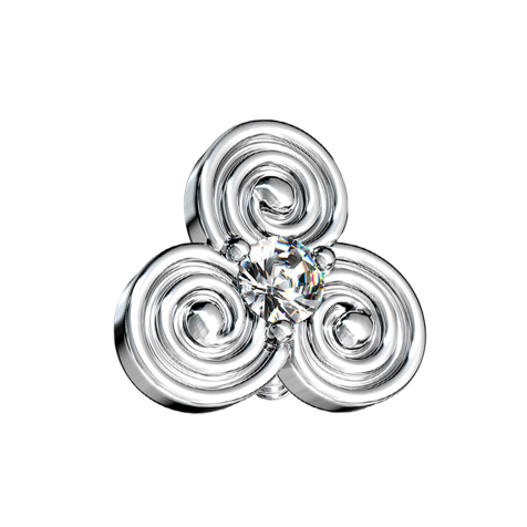 Dermal Anchor argent trois cercles avec cristal