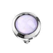 Ancoraggio dermico argento con pietra epossidica viola