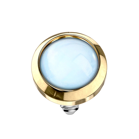Dermal Anchor doré avec pierre époxy bleue