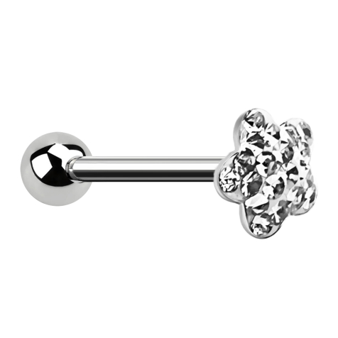 Barbell silver with ball and disk flower silver epoxy protective layer