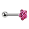 Barbell silver with ball and disk flower pink epoxy protective layer