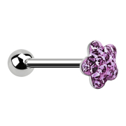 Barbell argent avec boule et disque fleur violet clair...