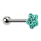 Barbell silver with ball and disk flower turquoise epoxy protective layer