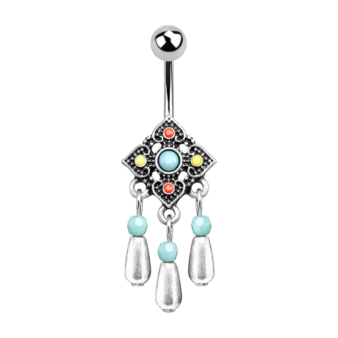 Banana silver tribal square with pendant