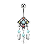 Banana silver tribal square with pendant