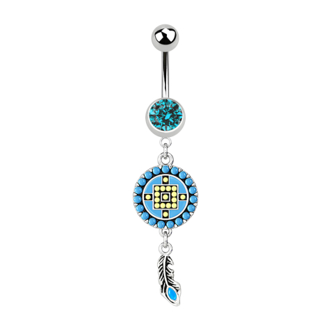 Banana silver with pendant Aztec Tribal round