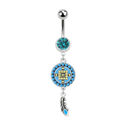 Banana silver with pendant Aztec Tribal round