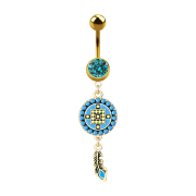 Gold-plated banana with round Aztec tribal pendant