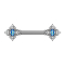 Barbell silber Blumenquadrat filigran mit Opal blau