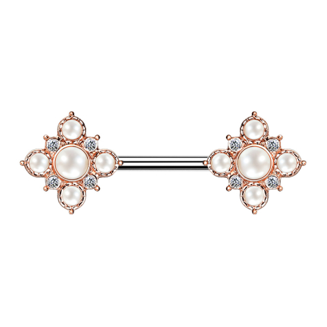 Barbell or rose Vintage fleur avec perles